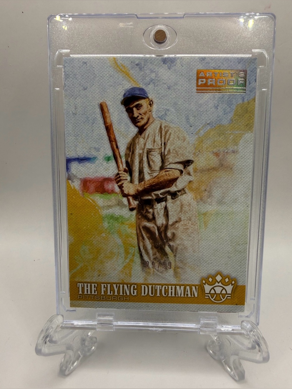 Honus Wagner 2018 Diamond Kings GOLD “Artist’s Proof” Card #2  09/99 w/Hard Case